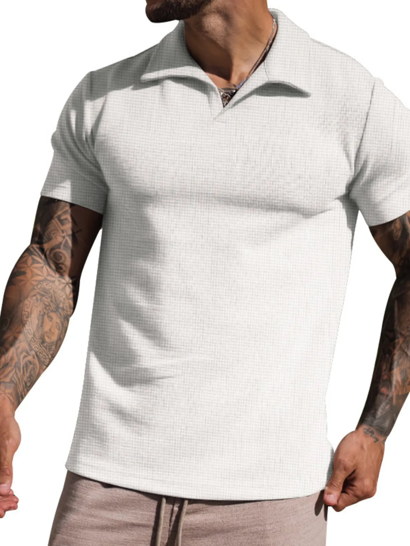 Men's Ribbed Short Sleeve Polo Shirt