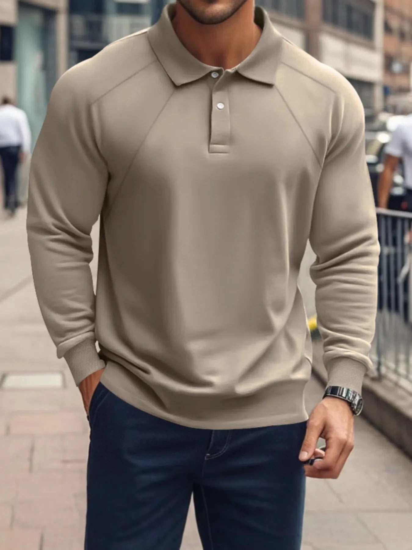 Men's Collared Long Sleeve Polo