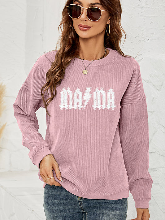 MAMA Graphic Dropped Shoulder Sweatshirt - Front View