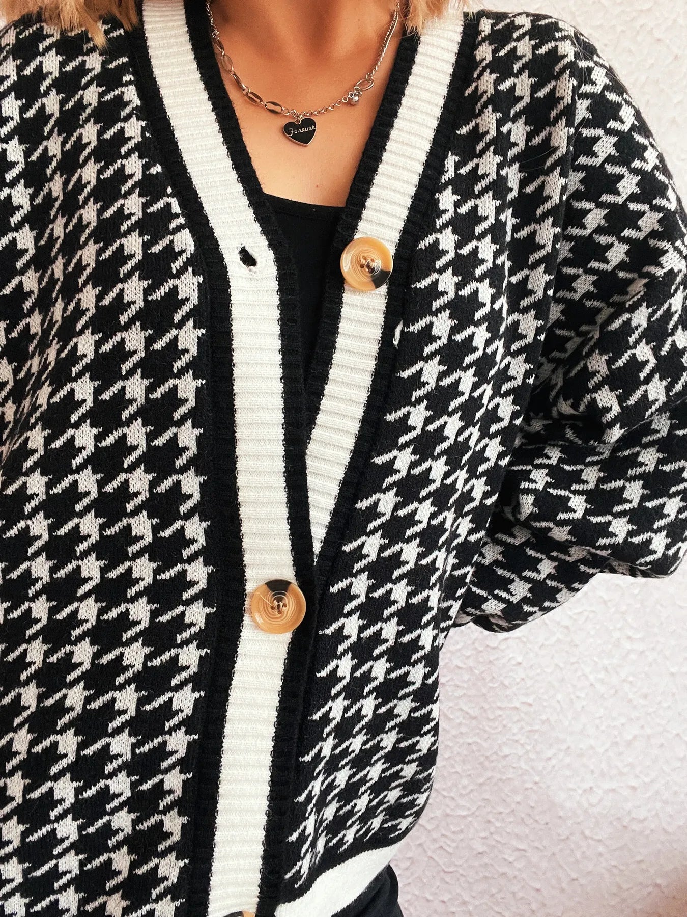 Houndstooth Oversized Cardigan