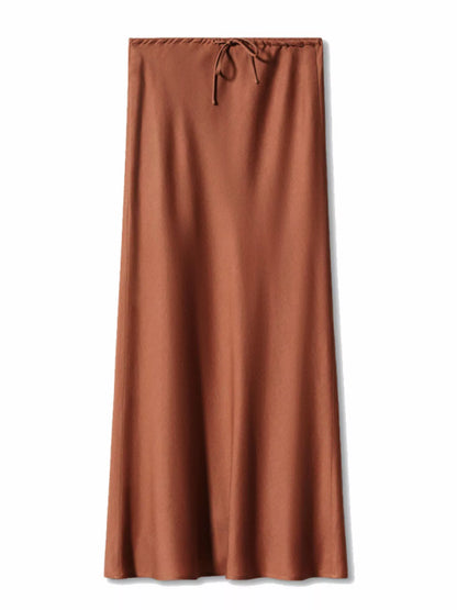 Satin Midi Skirt - Detail View 4