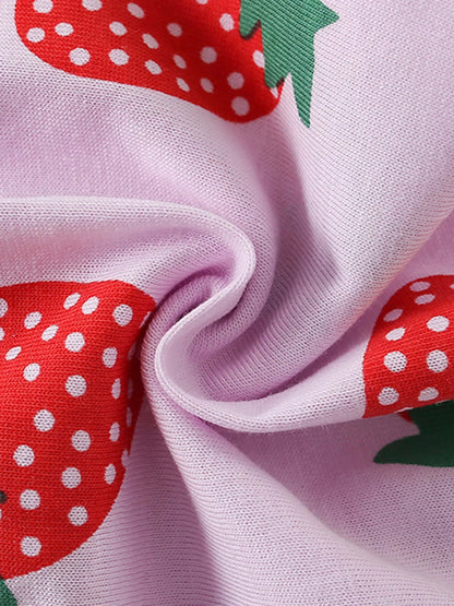 Strawberry Print Graphic Tee and Shorts Set - Detail View 4