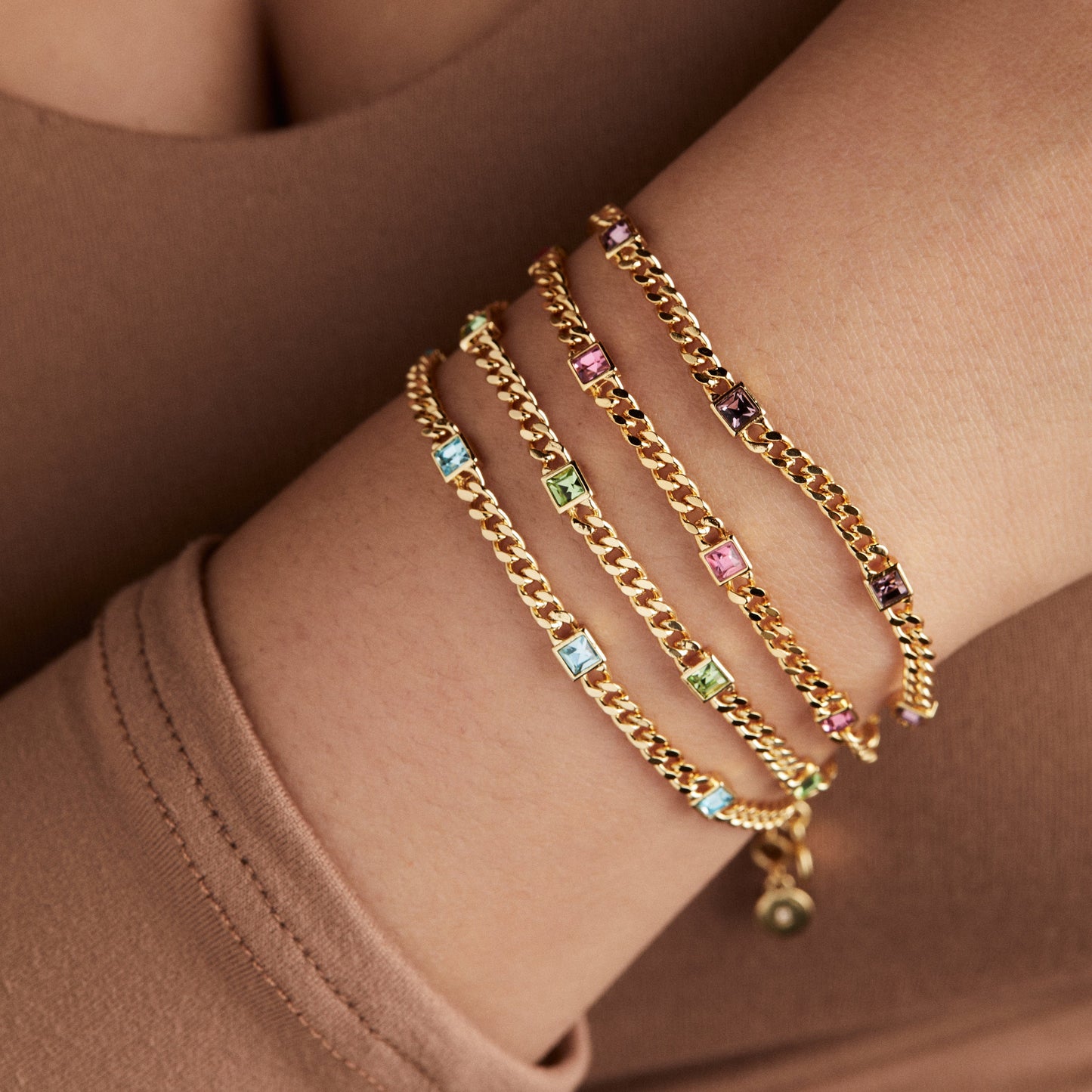 Aquamarine Curb Chain Bracelet - Alex and Ani