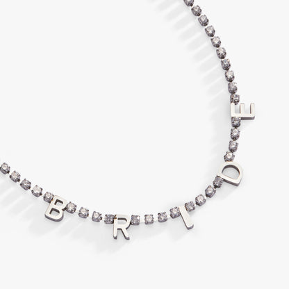 “Bride” Crystal Tennis Necklace - Side View