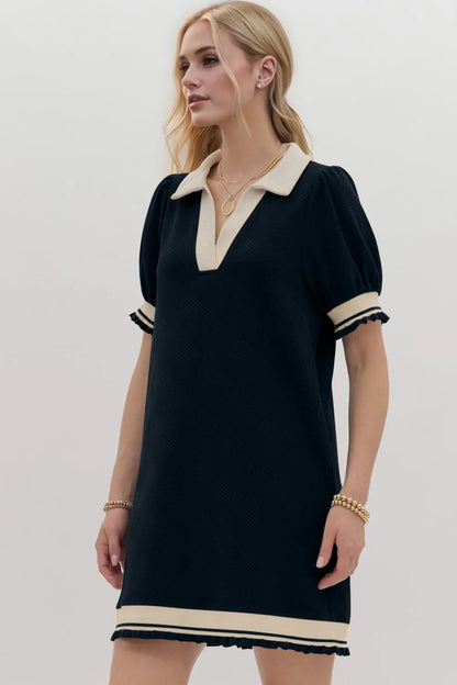 Johnny Collar Short Sleeve Mini Dress - Side View