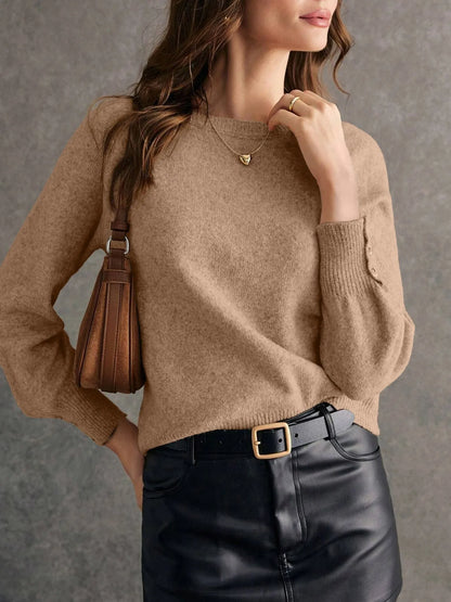 Crew Neck Long Sleeve Sweater - Back View