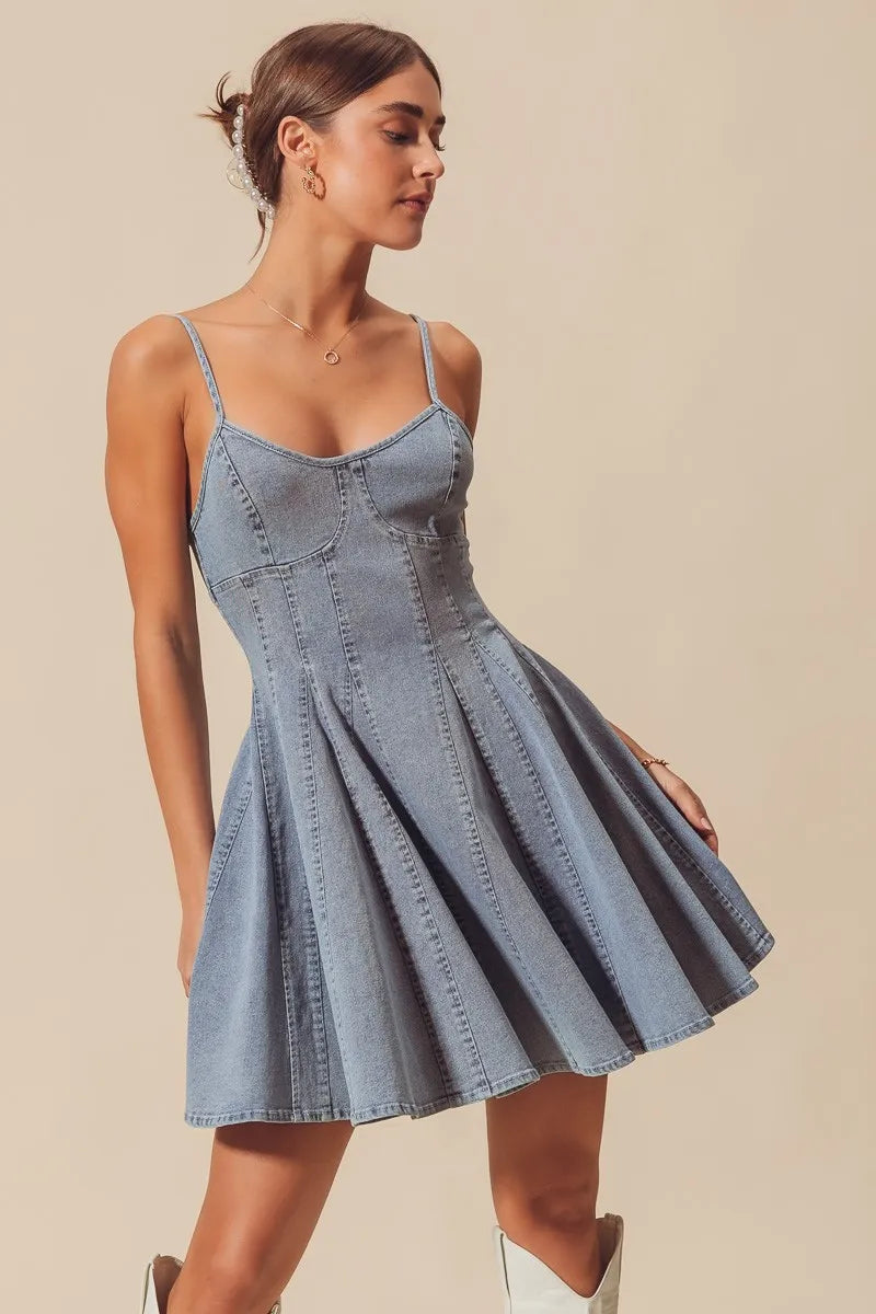Fit and Flare Denim Mini Dress