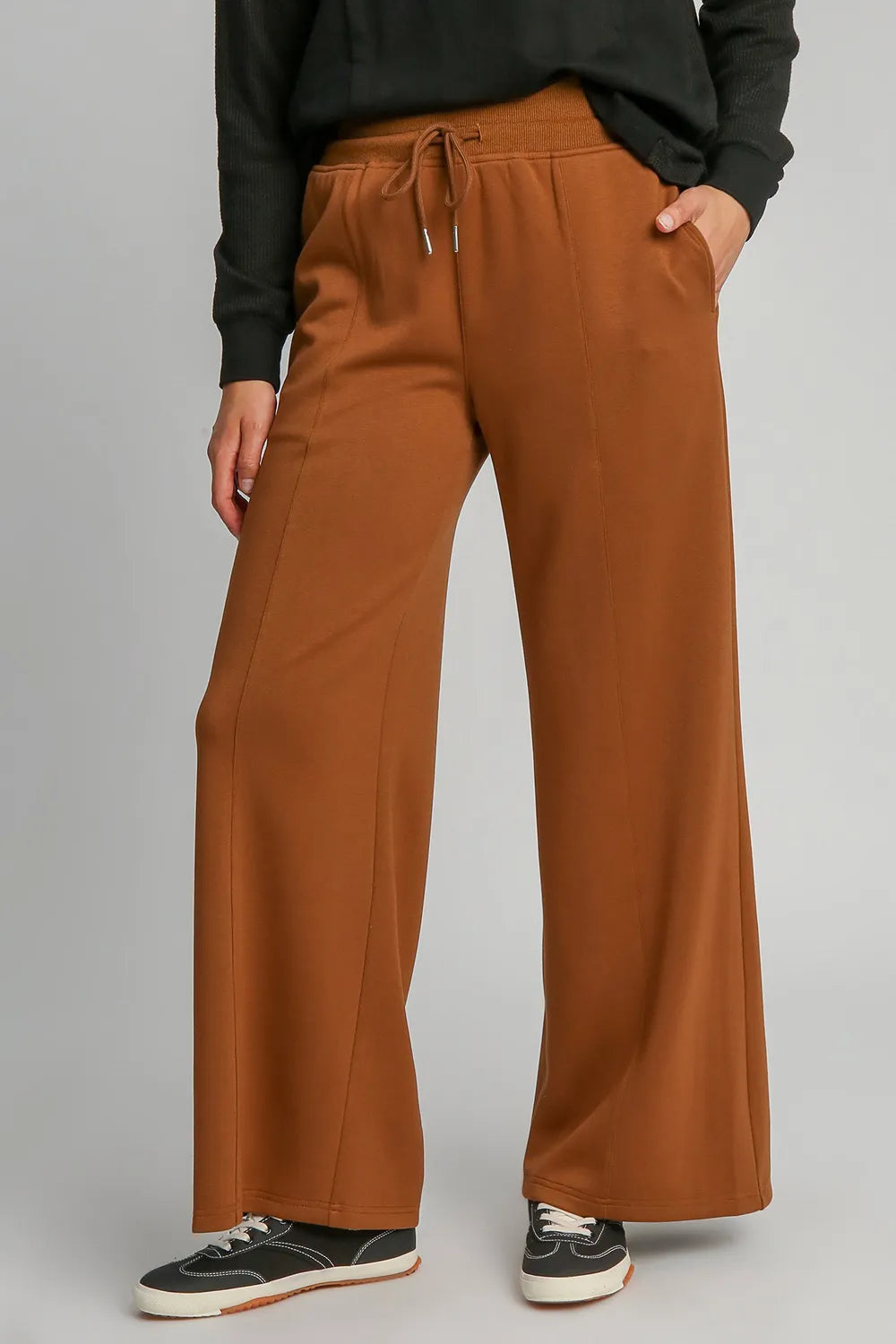 Wide Leg Pants with Pockets - Front View