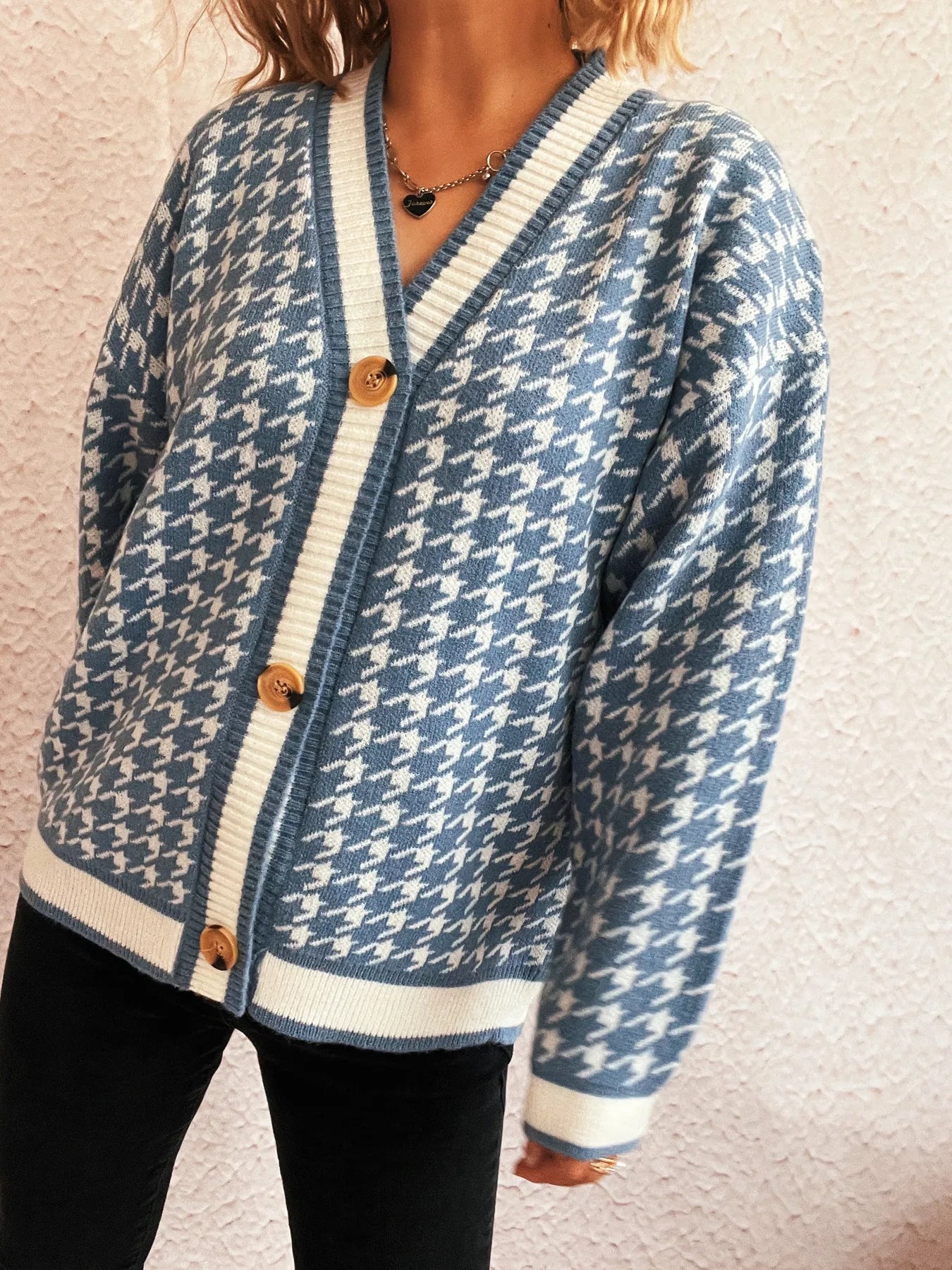 Houndstooth Oversized Cardigan