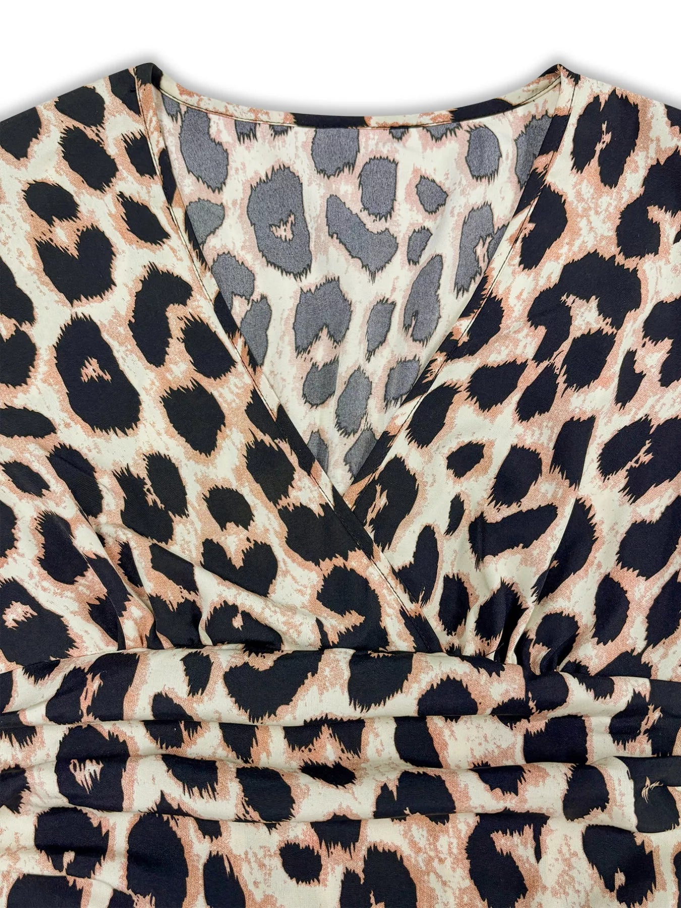 Leopard Print Wrap Midi Dress - Detail View 11