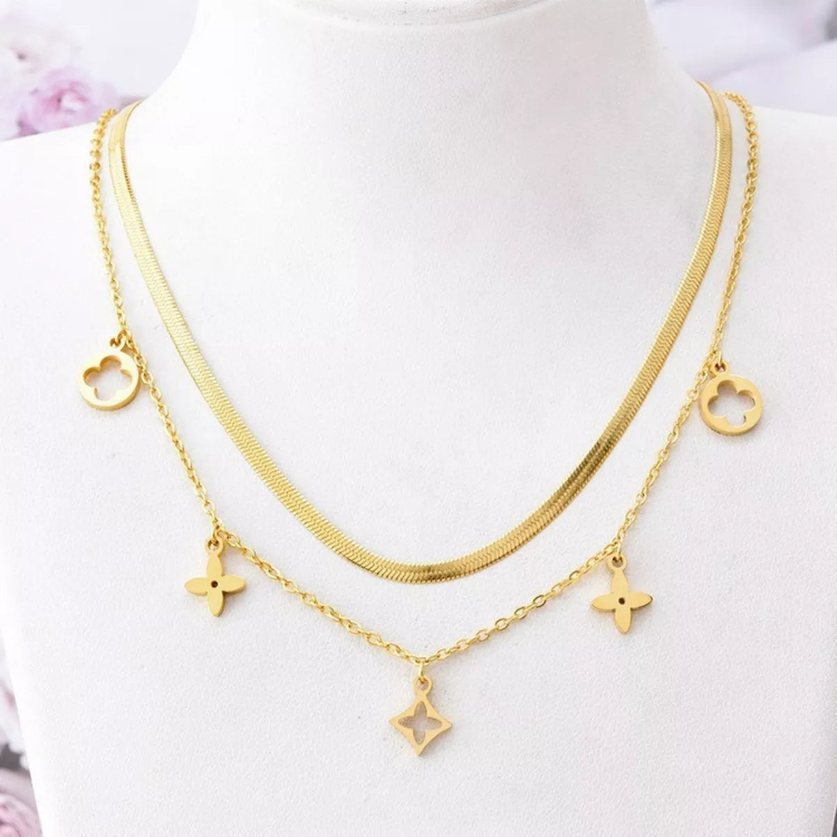Double Layered Charm Necklace