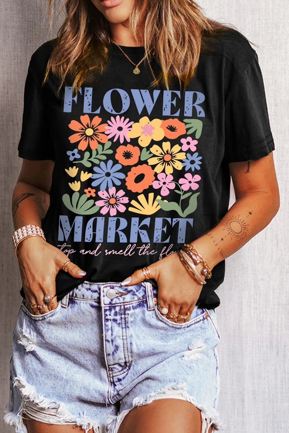 Flower Market Graphic Tee in Black