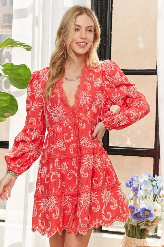 Printed Puff Sleeve Floral Dress