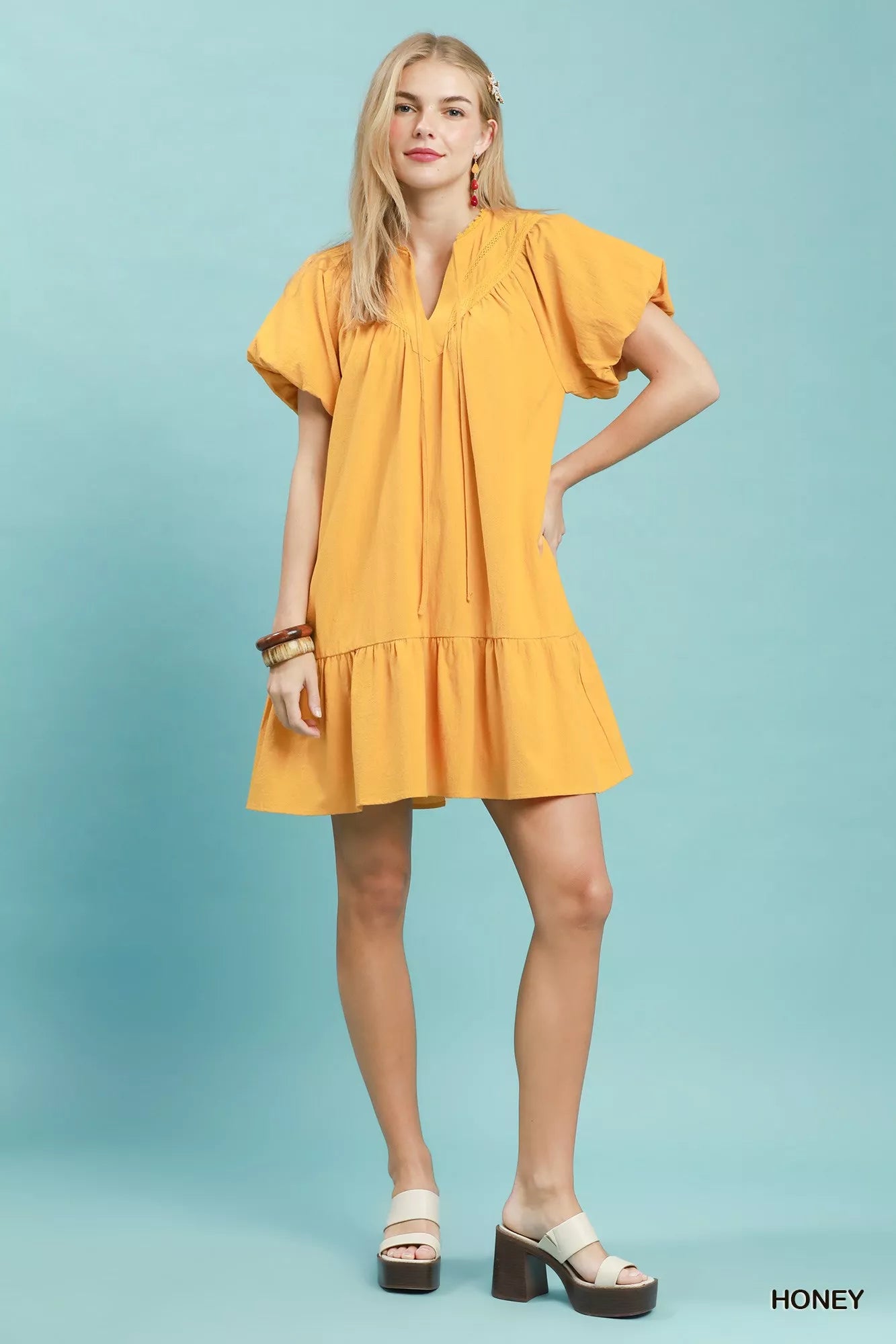 Daffodil Flutter Sleeve Mini Dress