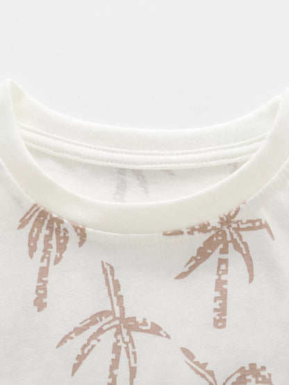 Tropical Palm Print Tee and Shorts Set - Side View