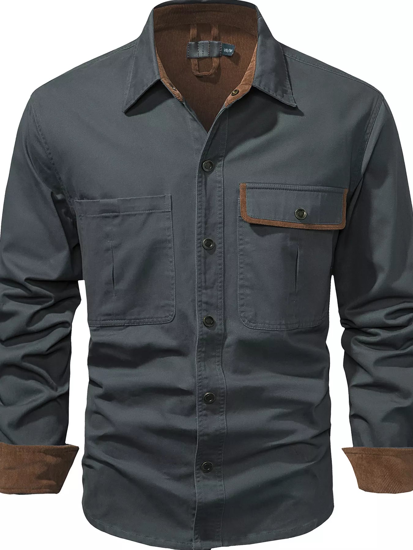 Men's Contrast Trim Button-Down Shirt
