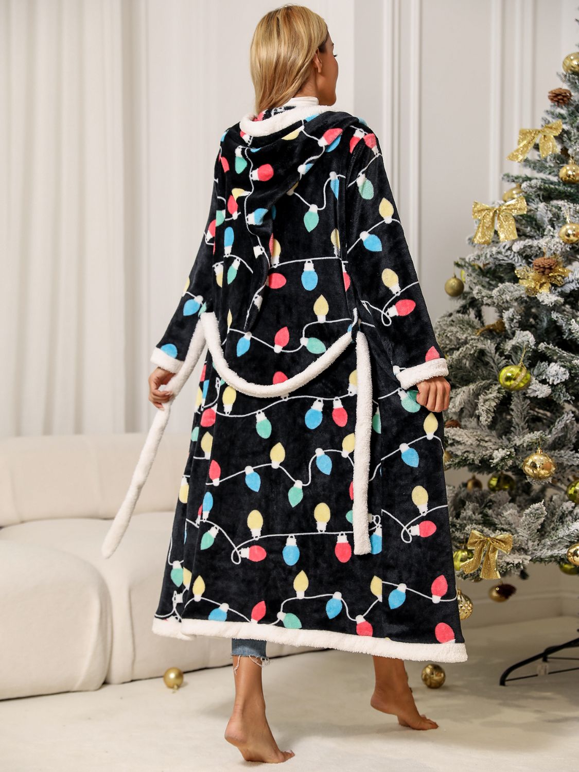 Christmas Lights Hooded Robe