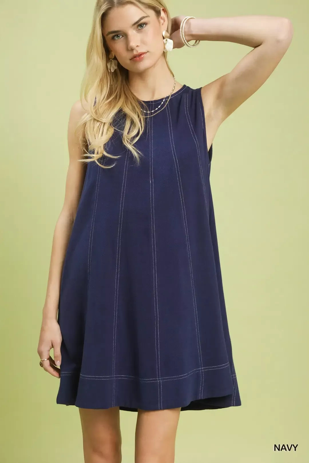 Linen Sleeveless Swing Dress