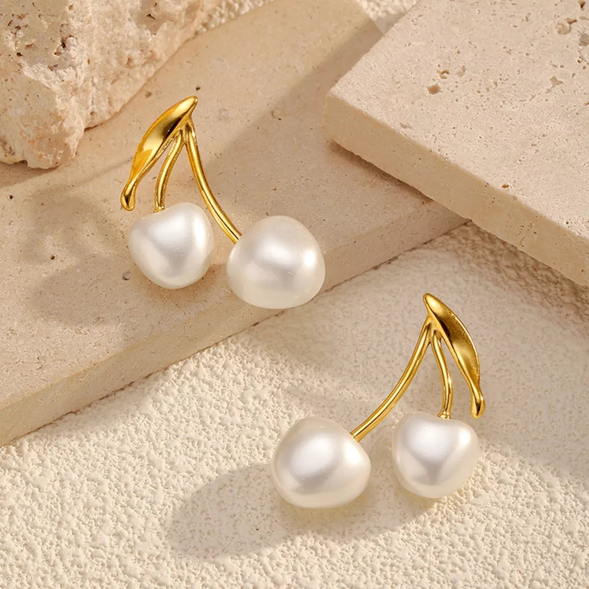 Pearl Cherry Drop Earrings