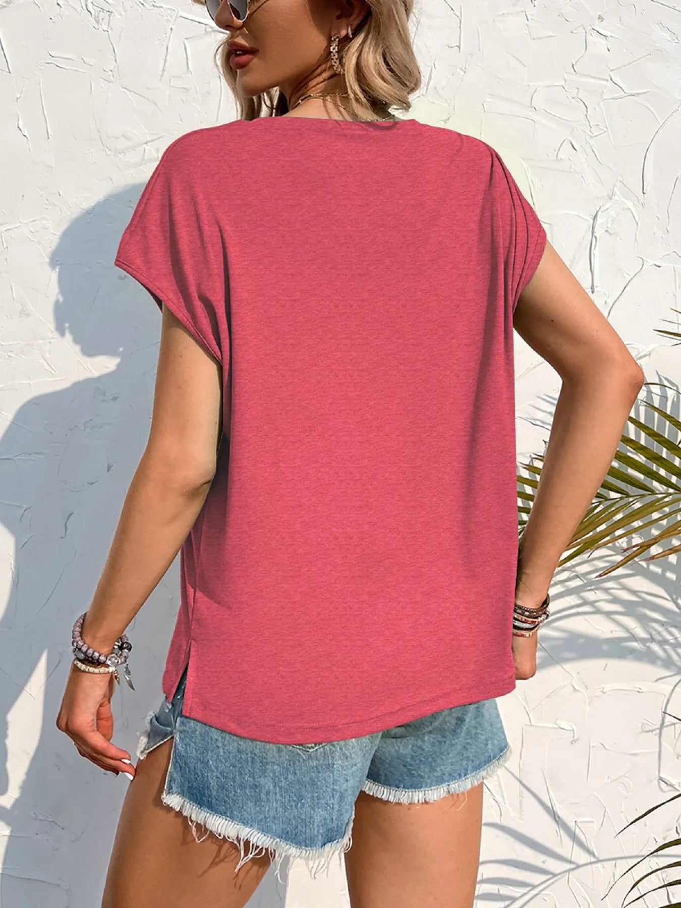 Women's Side Slit Round Neck T-Shirt