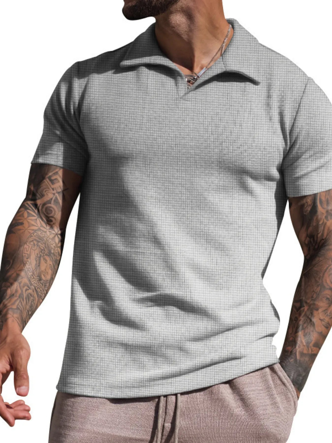 Men's Ribbed Short Sleeve Polo Shirt