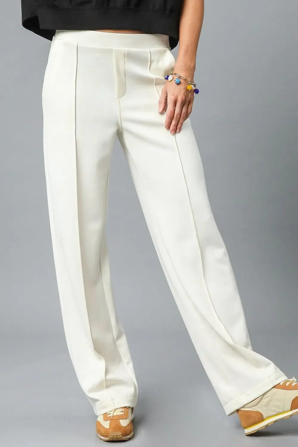 High Waisted Wide Leg Linen-Blend Pants