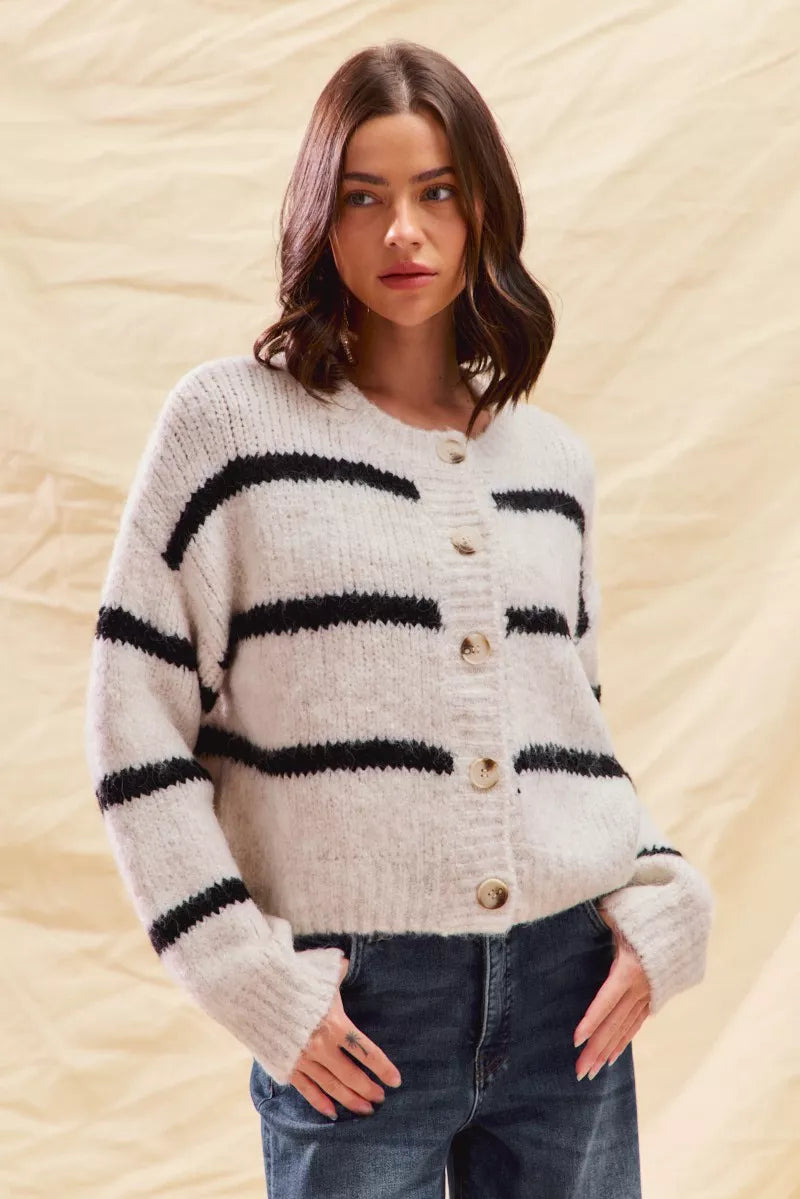 Stripe Sweater Cardigan