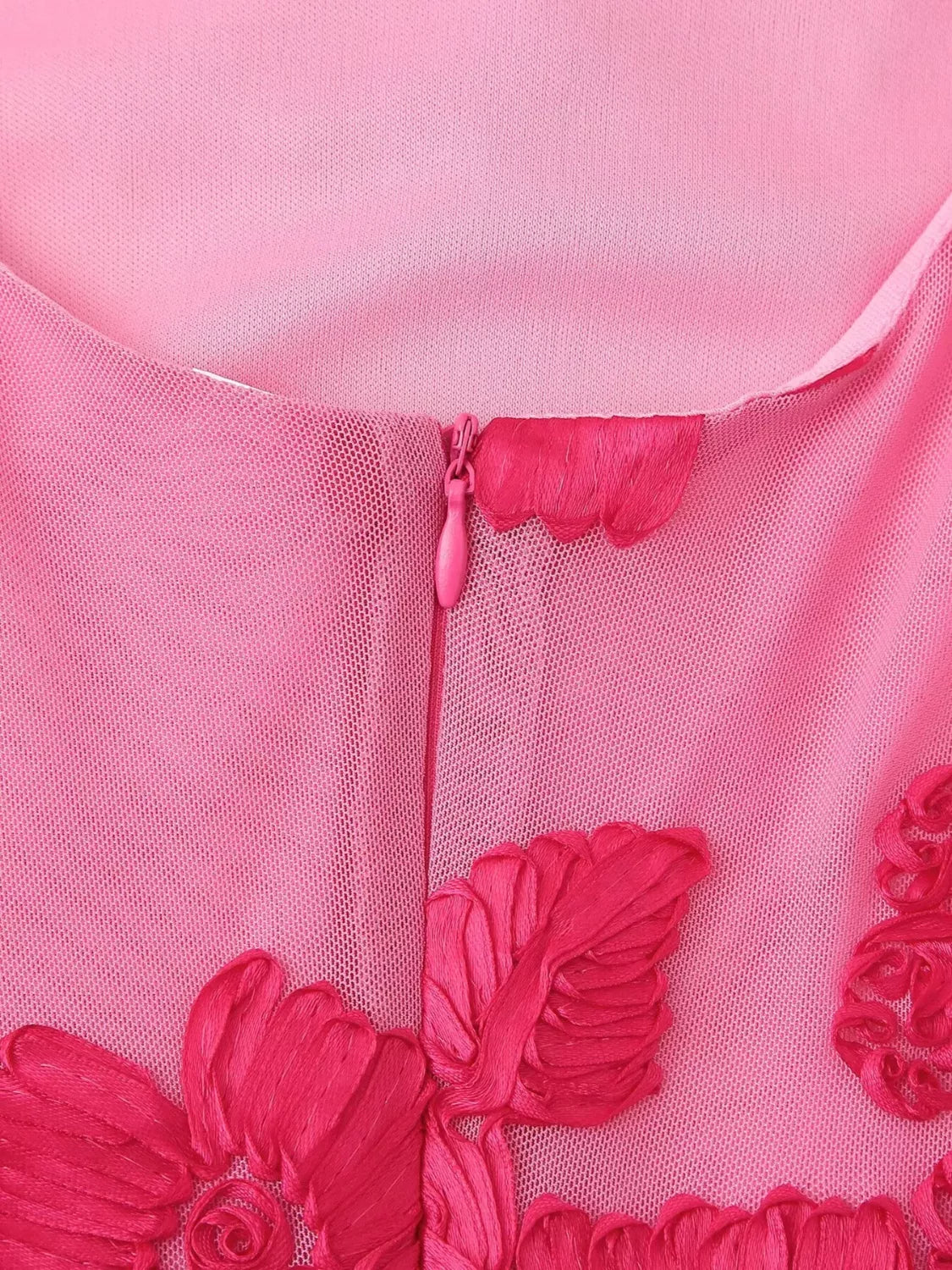 Floral Applique Mesh Midi Dress - Detail View 6