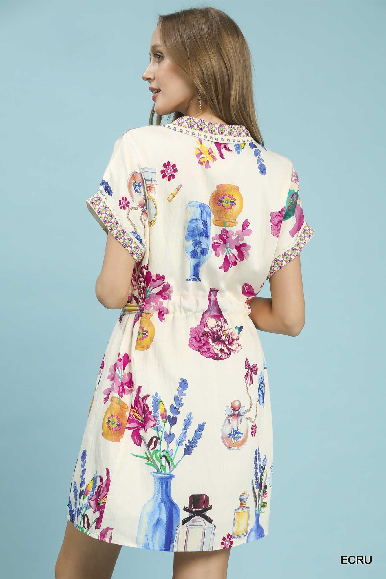 Belted Floral Print Mini Dress