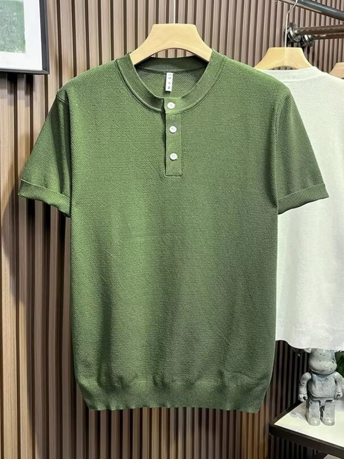 Men's Classic Short Sleeve Knit Top with Button Detail