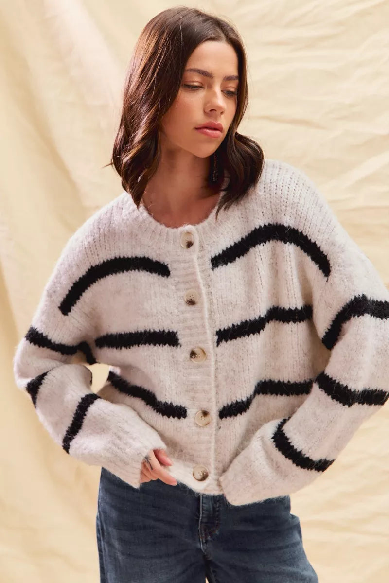 Stripe Sweater Cardigan