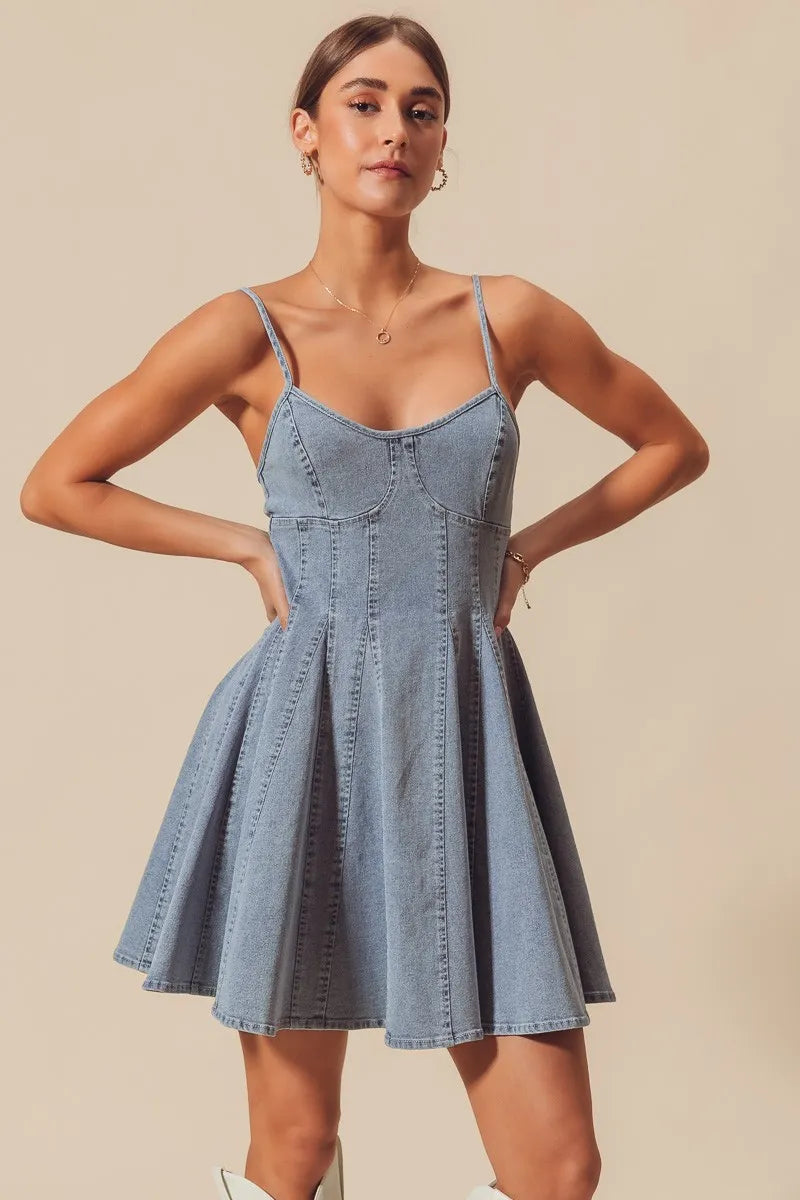 Fit and Flare Denim Mini Dress