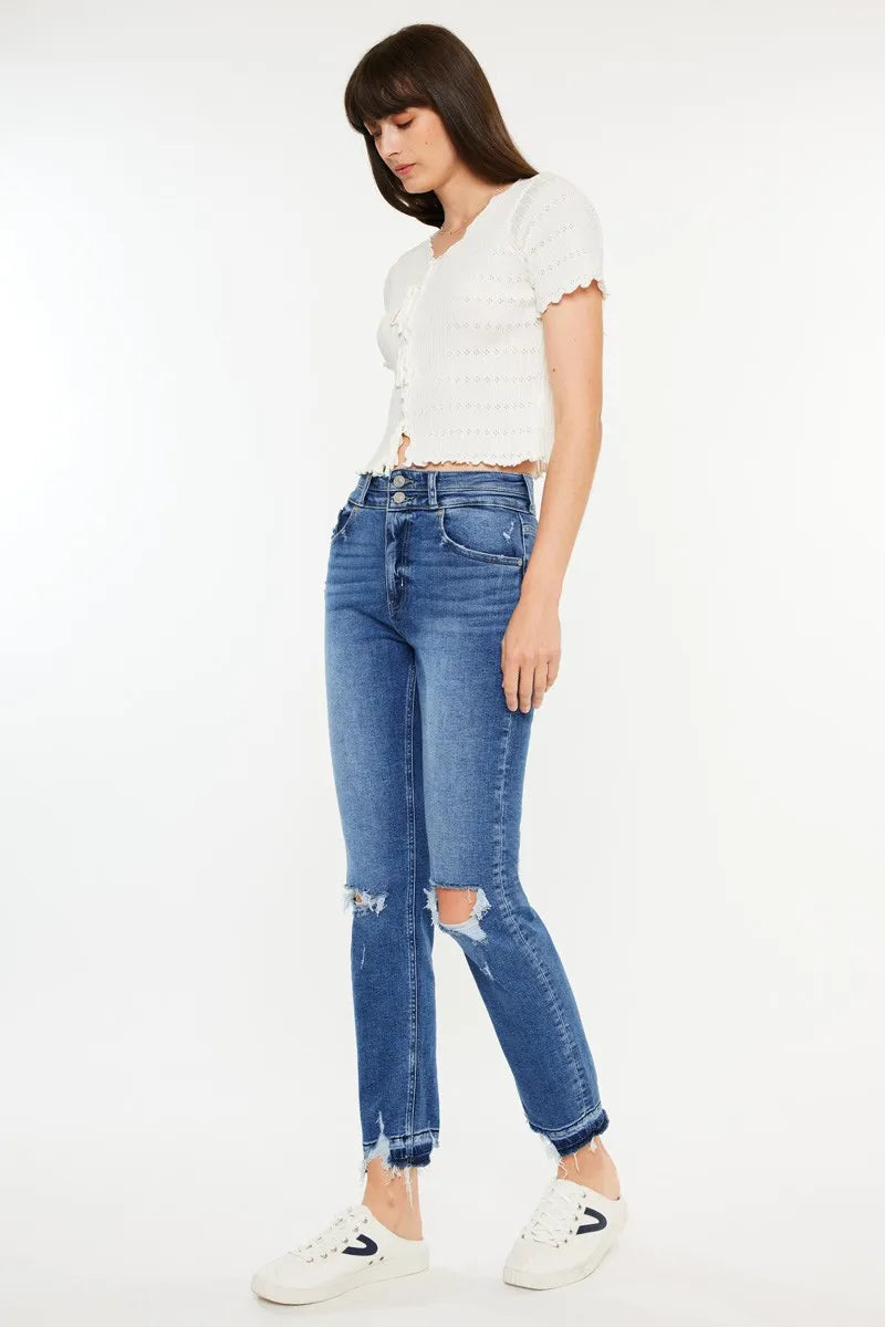 Women's High Rise Distressed Slim Jeans