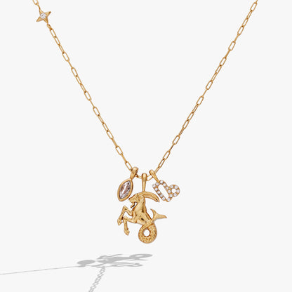 Capricorn Zodiac Charm Cluster Necklace - Alex and Ani - Front View