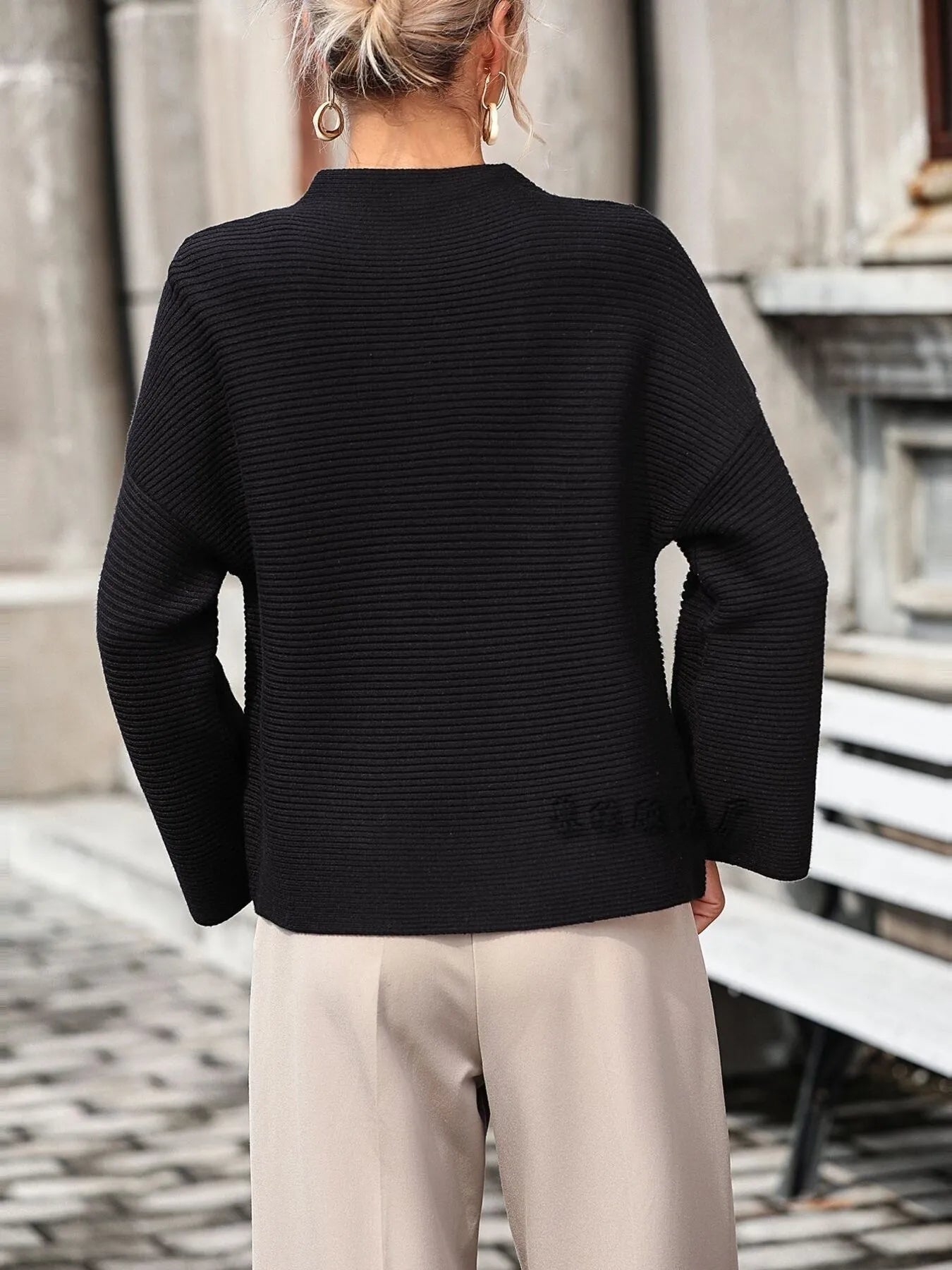 Mock Neck Drop Shoulder Sweater