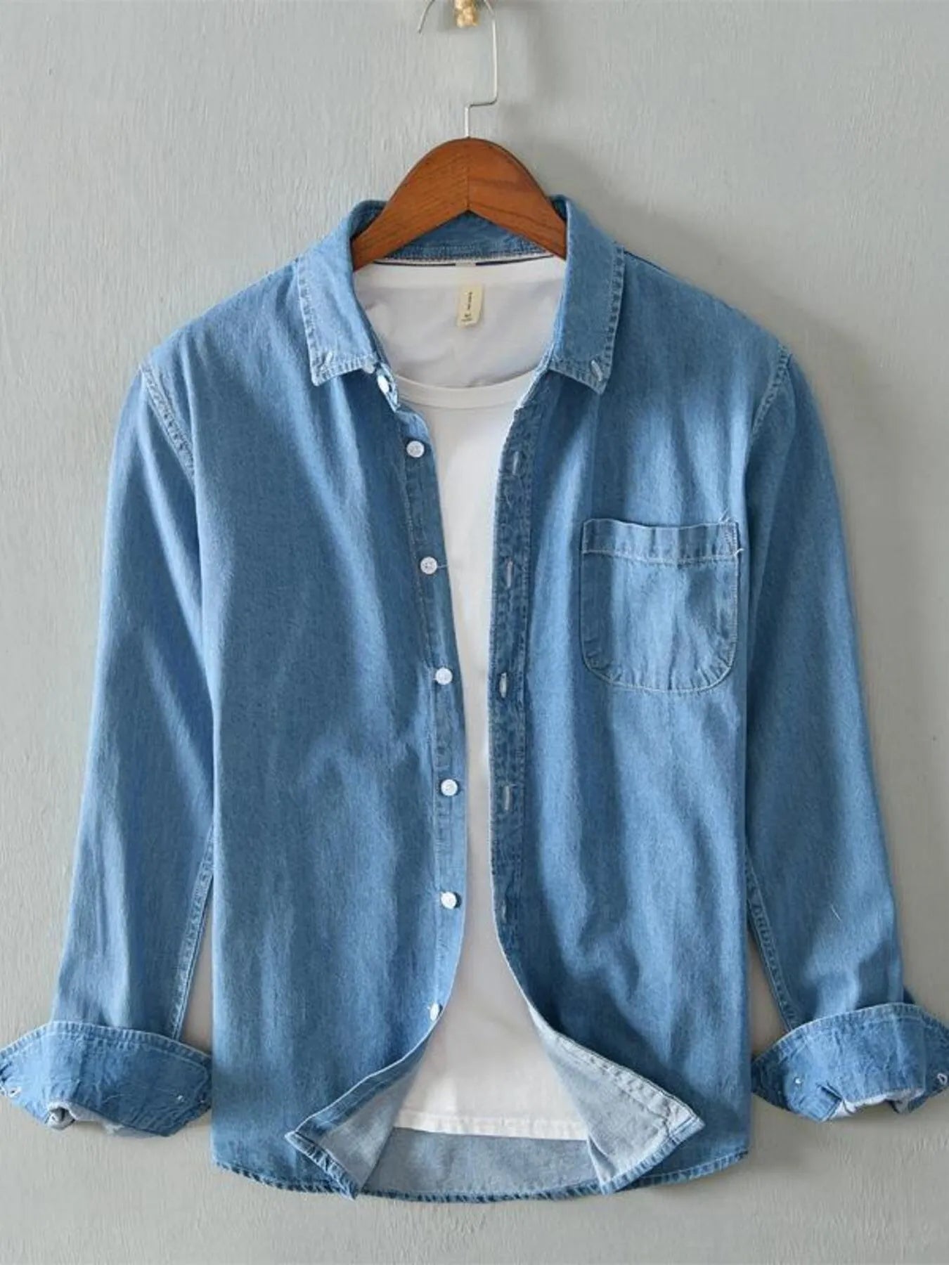 Men's Full Size Button Up Long Sleeve Denim Shirt Plus Size