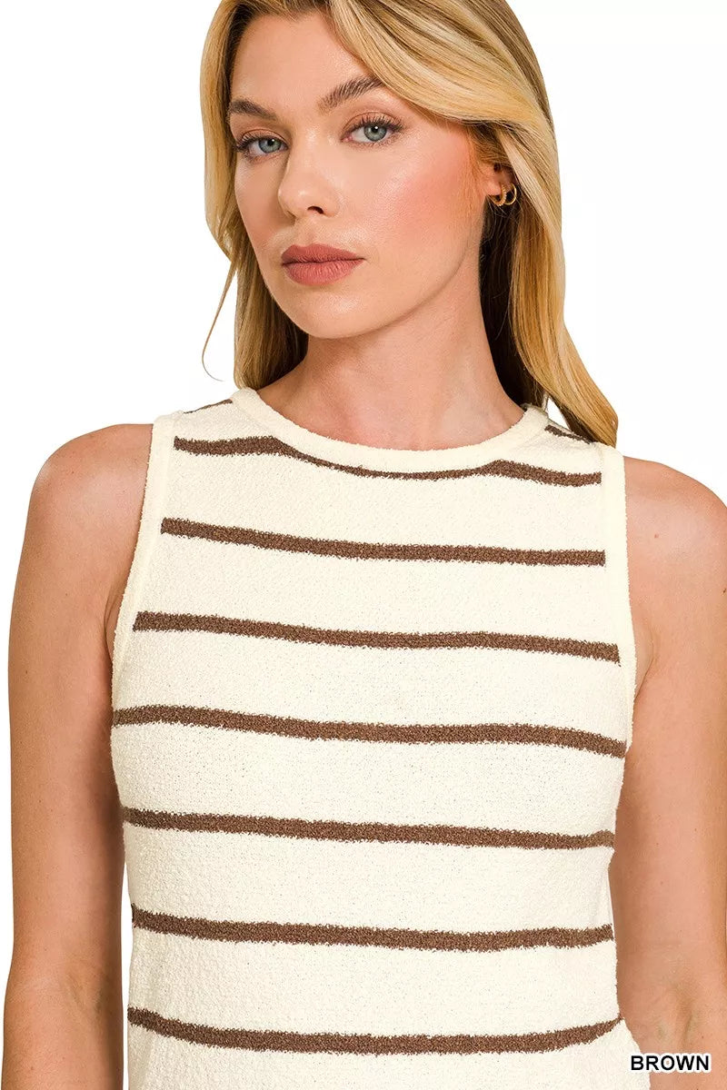 Stripe Sweater Tank Top - Mocha