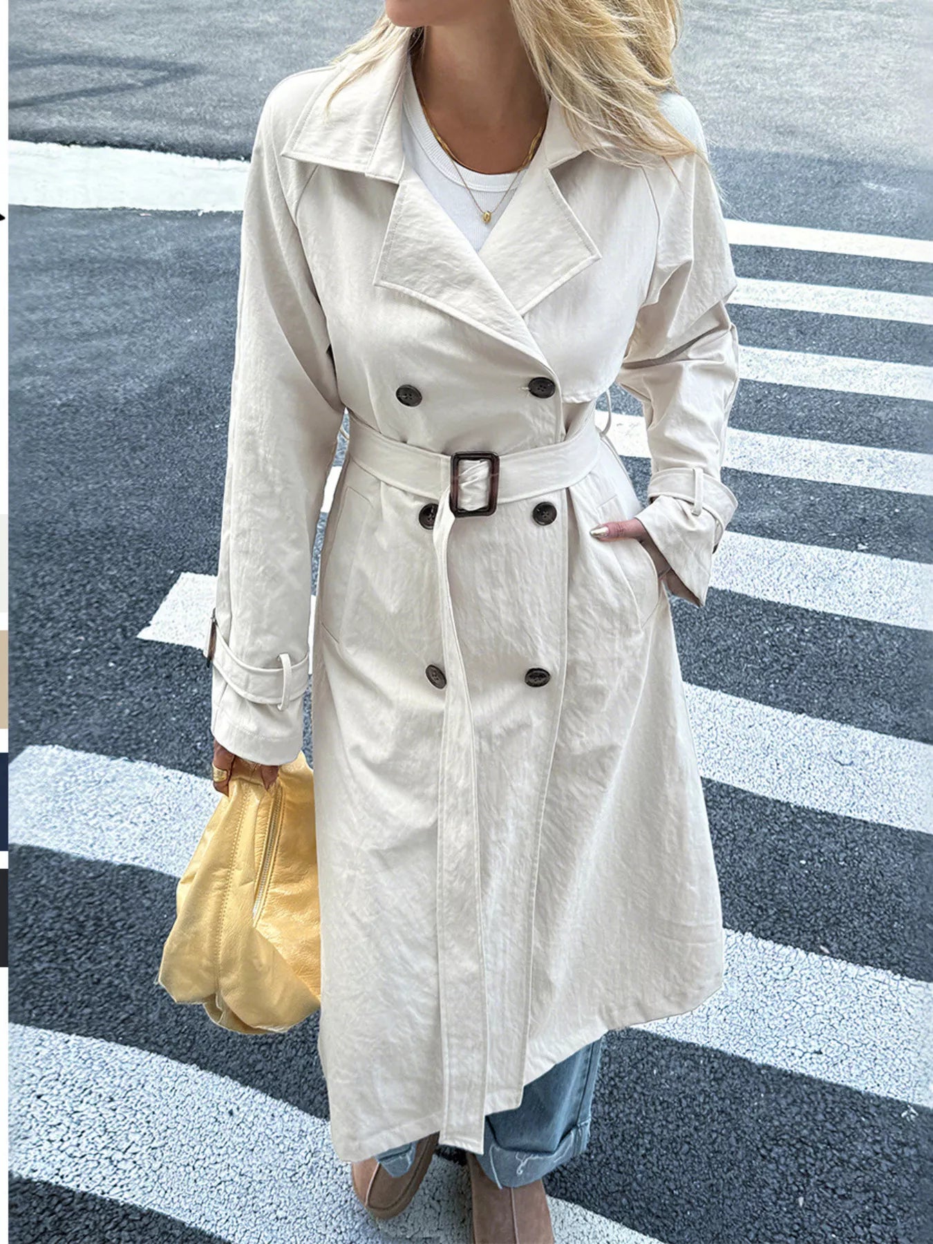 Double-Breasted Belted Trench Coat