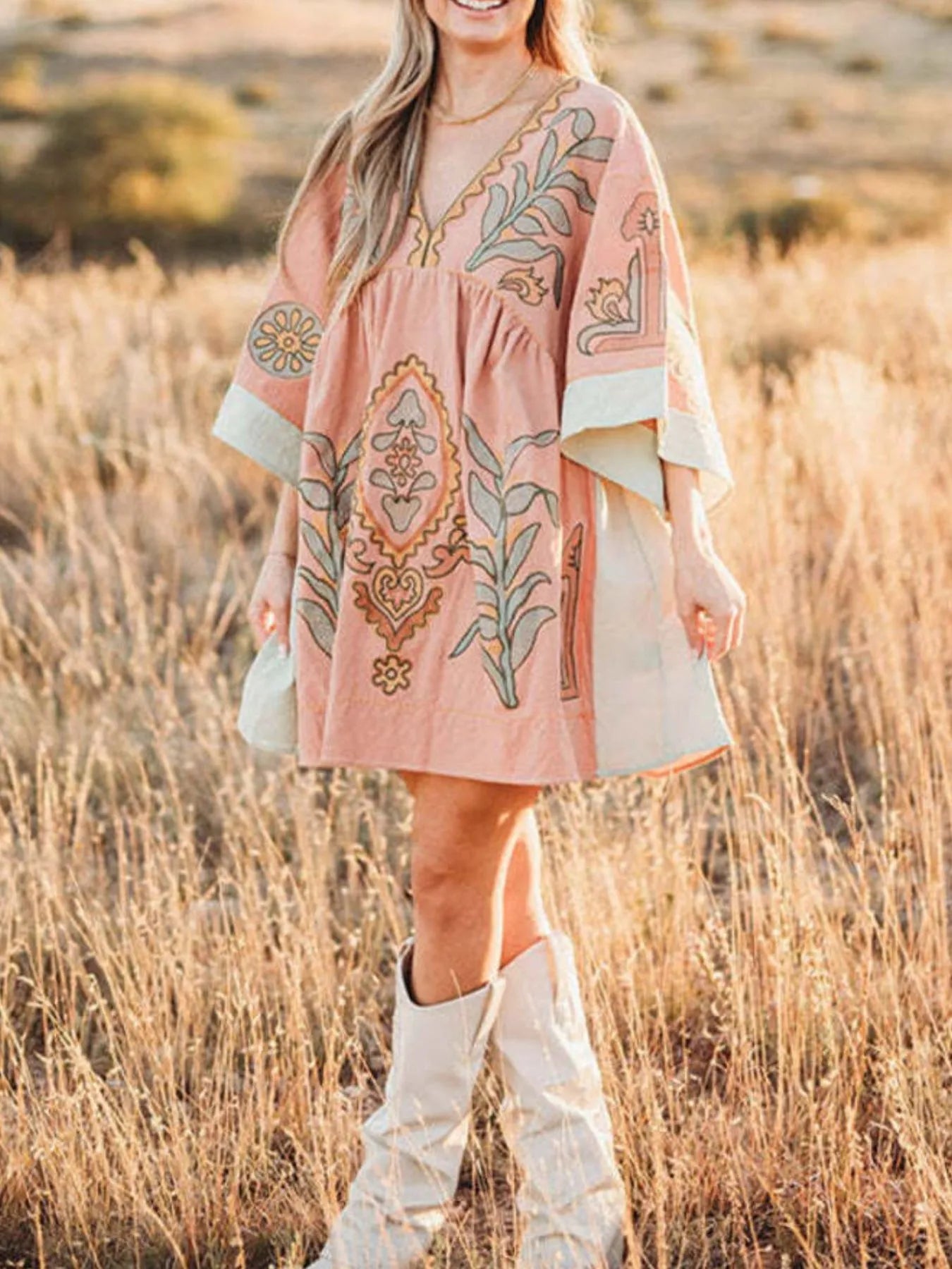 Boho Kimono Mini Dress