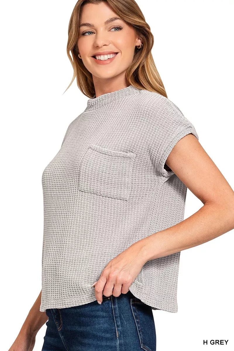 Chenille Waffle Short Sleeve Sweater - Back View