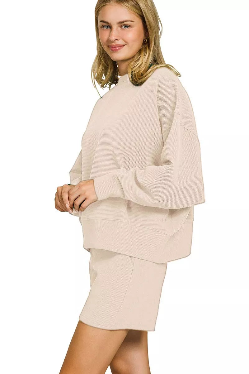 Ribbed Pullover and Shorts Set