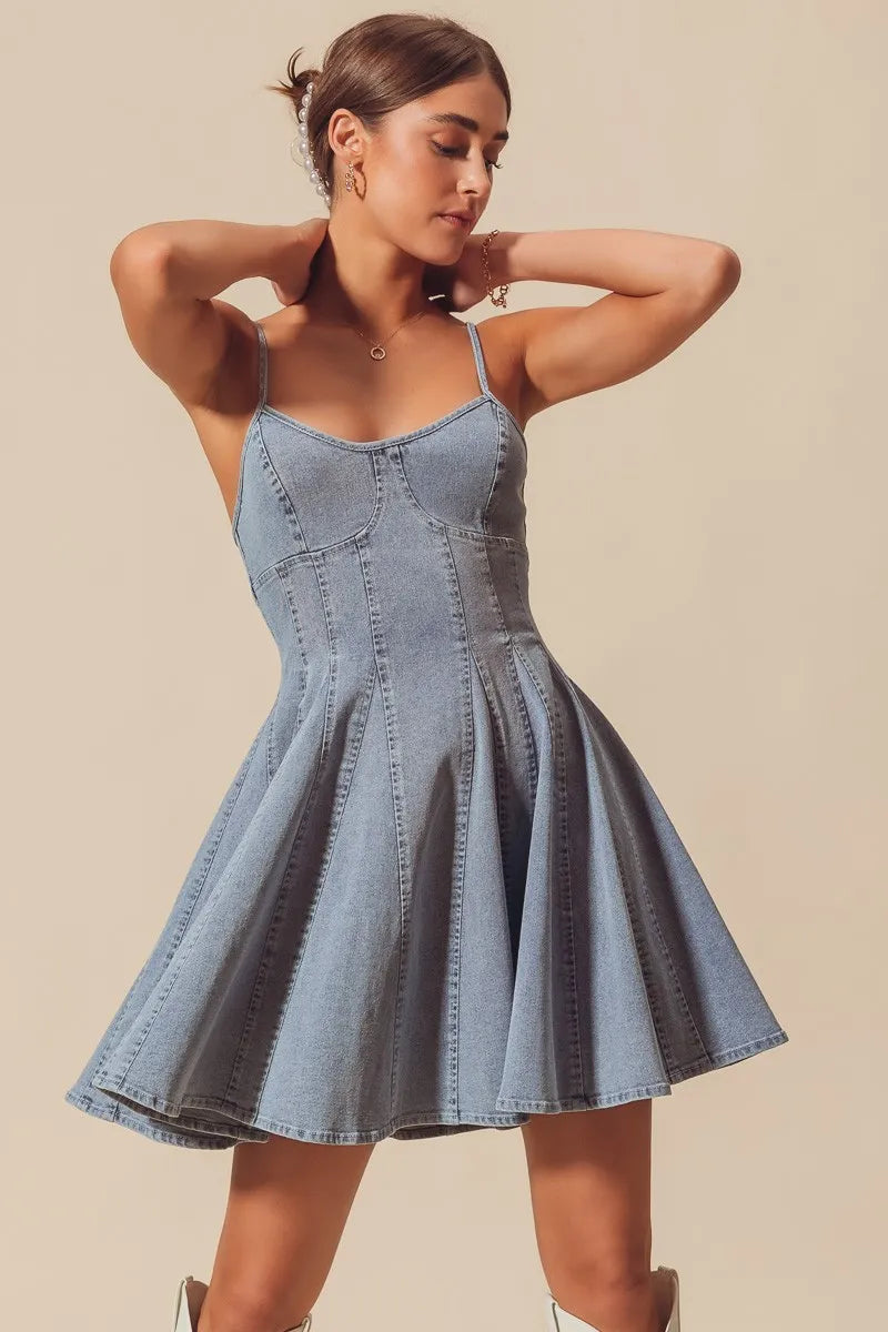 Fit and Flare Denim Mini Dress