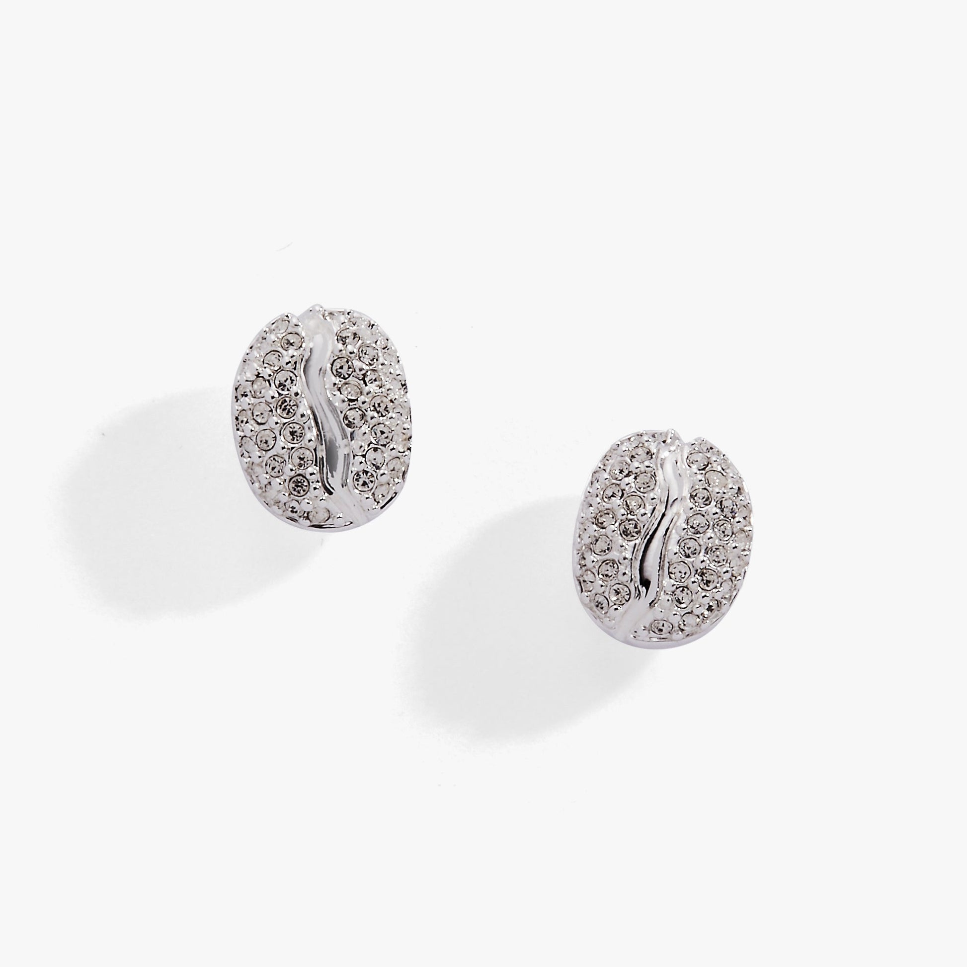 Coffee Bean Pave Crystal Stud Earrings - Alex and Ani - Front View