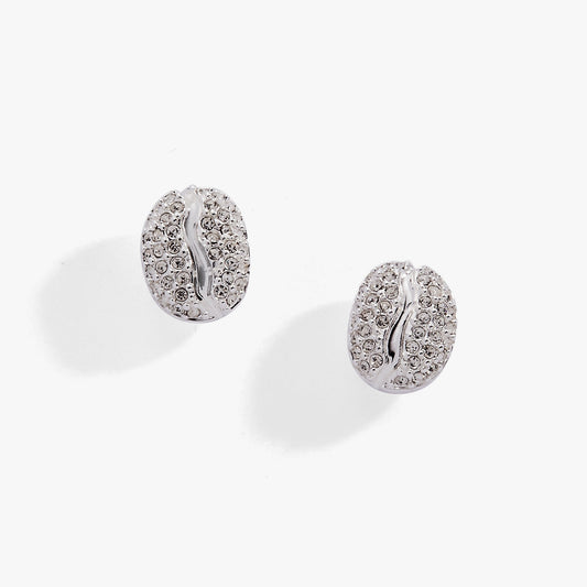 Coffee Bean Pave Crystal Stud Earrings - Alex and Ani - Front View