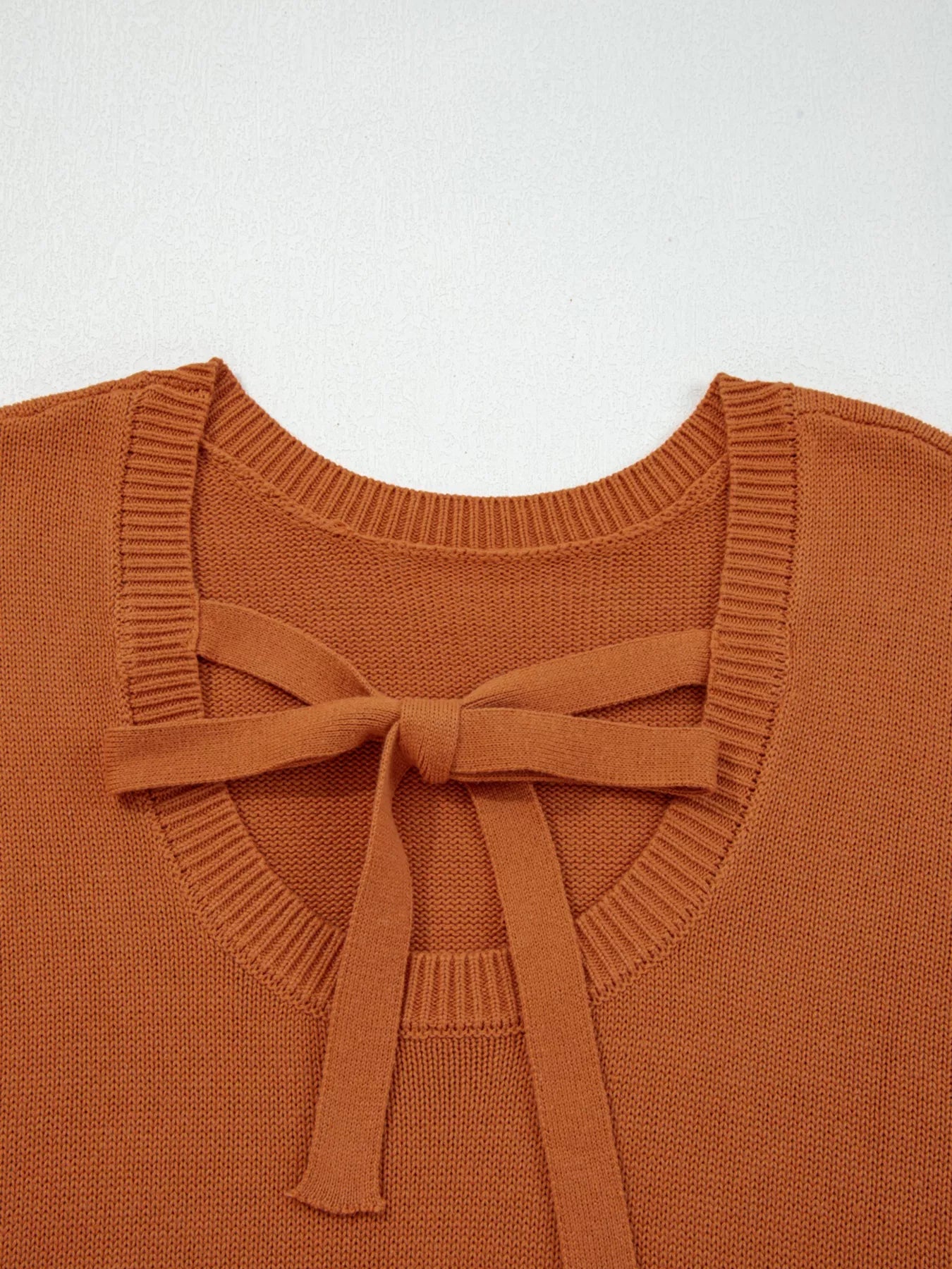 Rust Knit Sweater with Back Tie Detail
