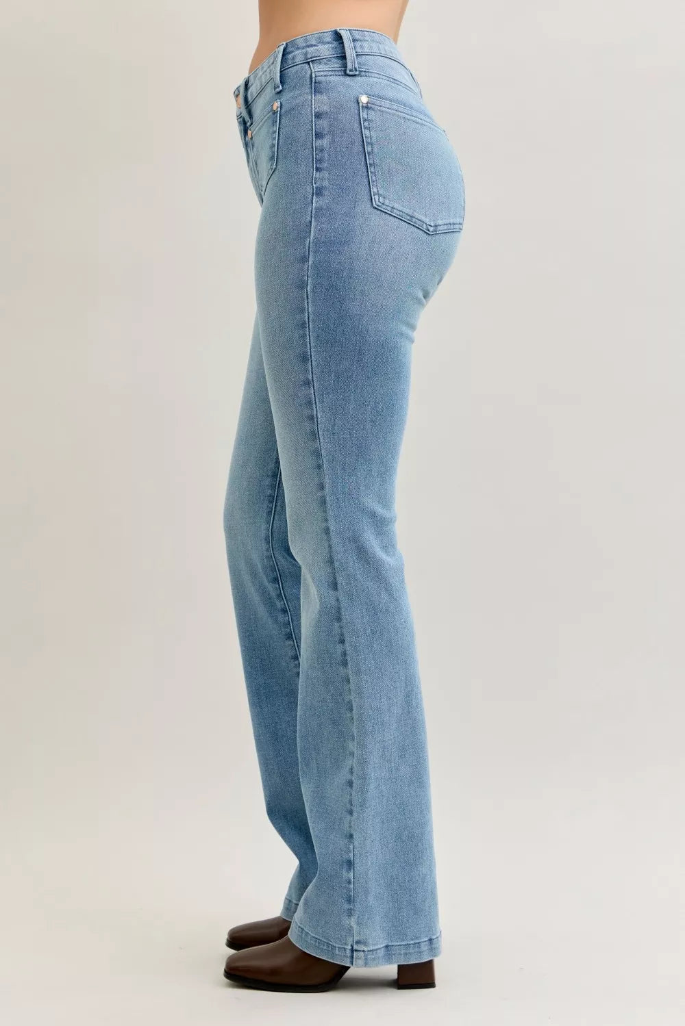 Mid-Rise Bootcut Jeans with Contrast Wash