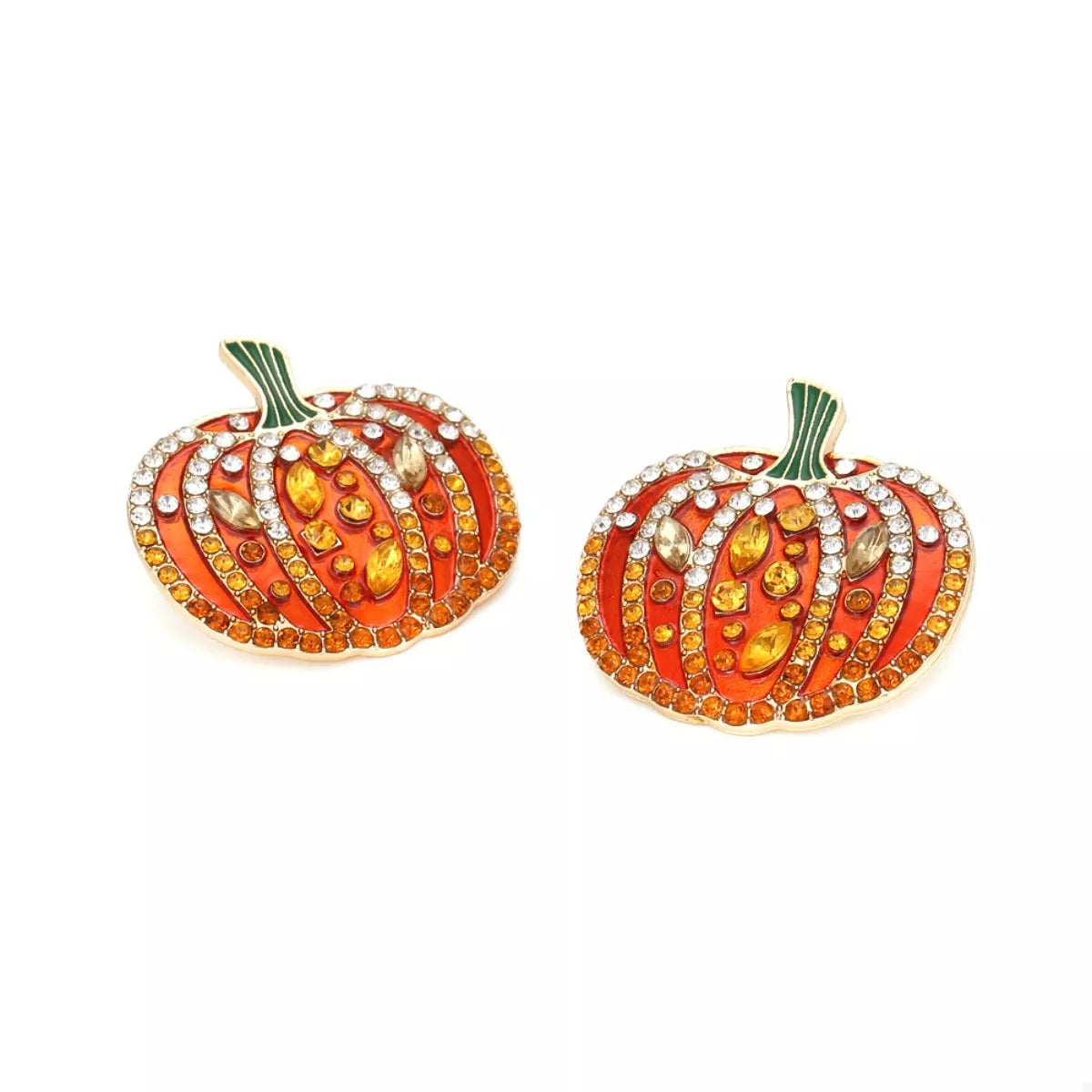Pumpkin Rhinestone Stud Earrings