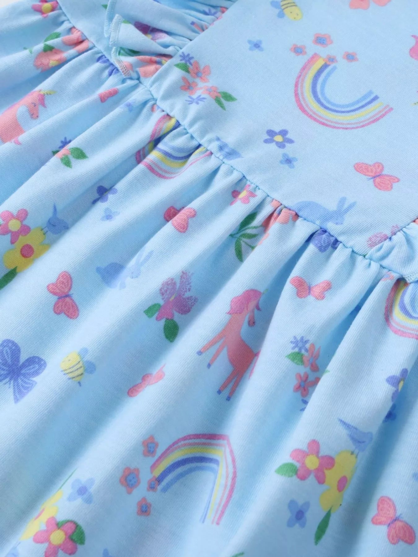 Girl's Unicorn Rainbow Print Dress