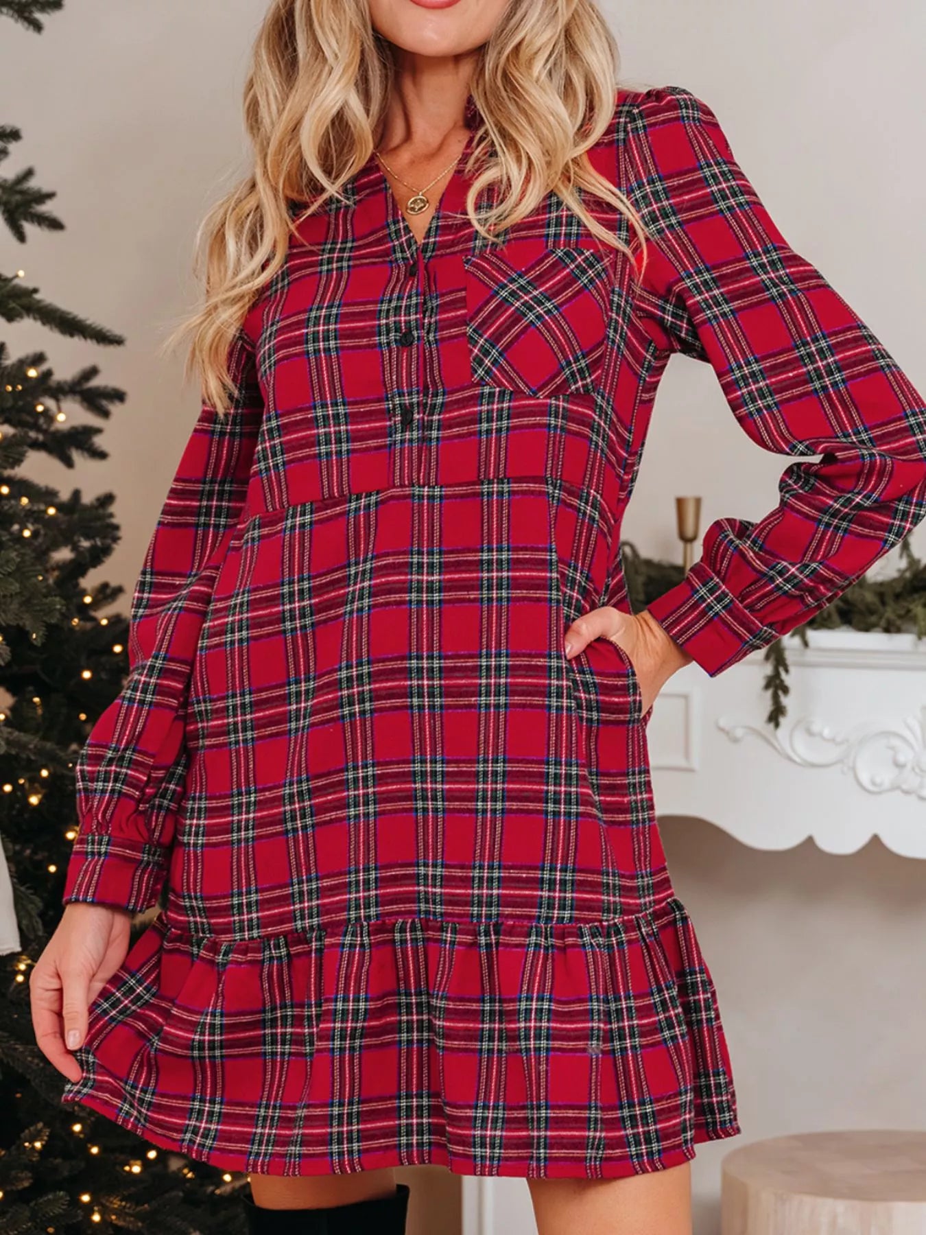 Heritage Plaid Ruffle Hem Dress