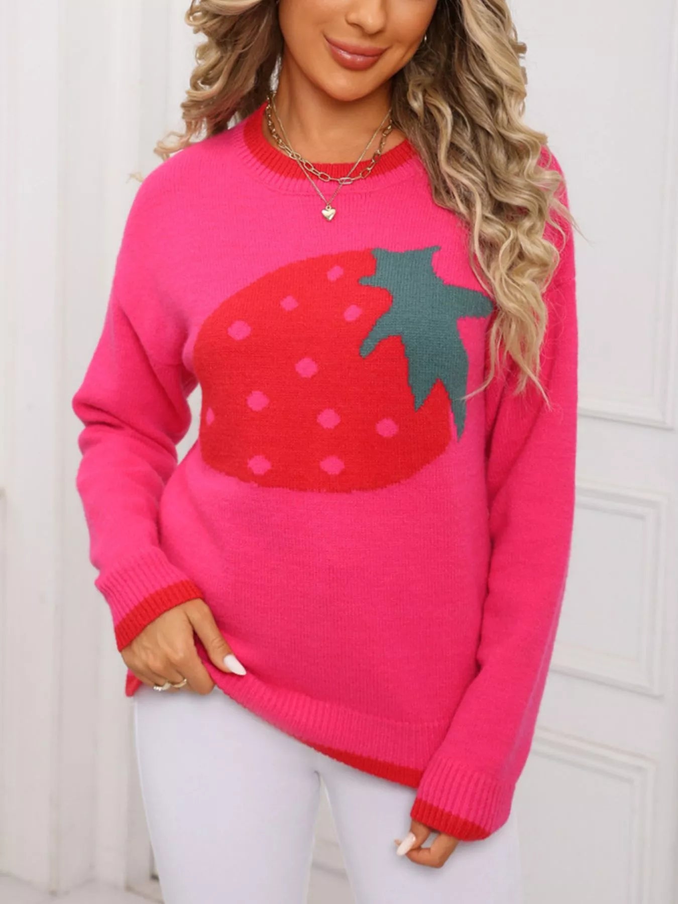Strawberry Crew Neck Sweater - Detail View 5